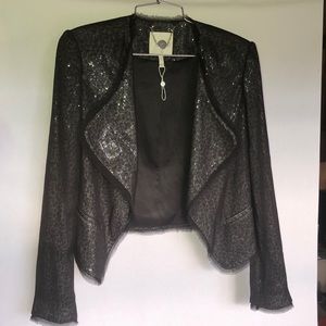 Sequin & chiffon crop jacket for holidays & events